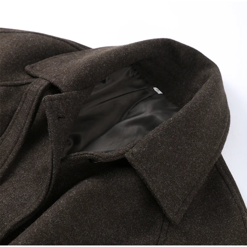 Grey Belted Wool Coat