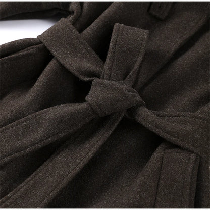 Grey Belted Wool Coat