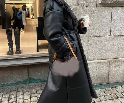 Faux Fur Leather Coat