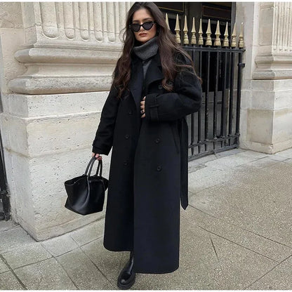 Grey Belted Wool Coat