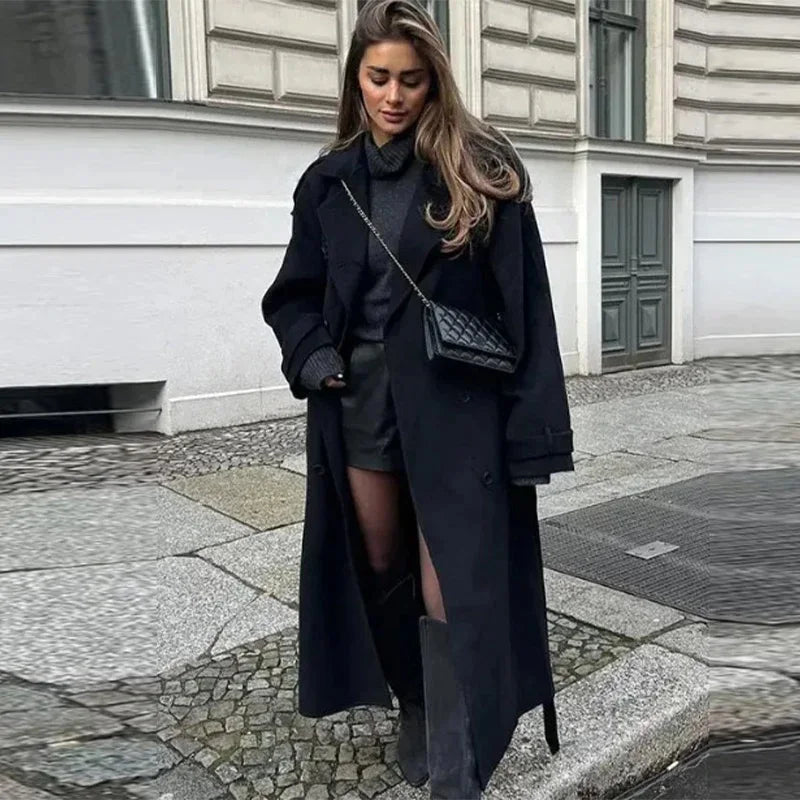 Grey Belted Wool Coat