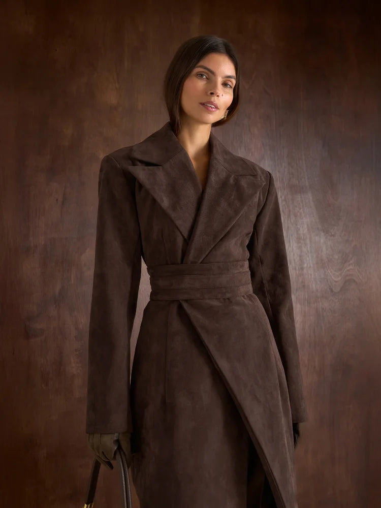 Elegant Belted Long Coat