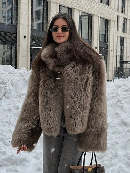 Brown Faux Fur Coat