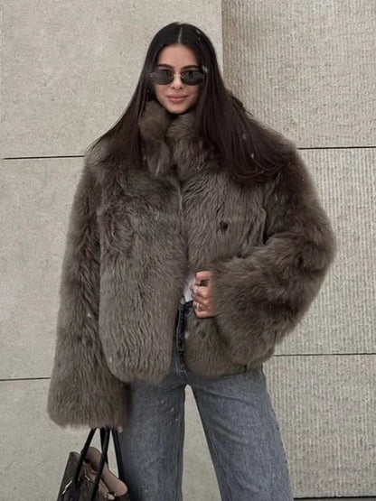 Brown Faux Fur Coat