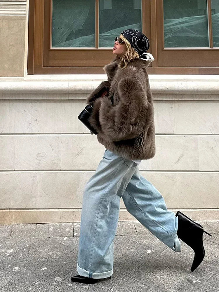 Brown Faux Fur Coat