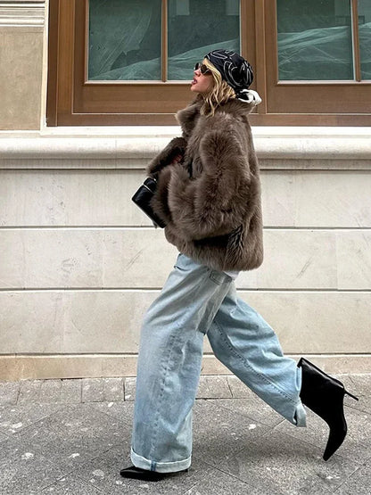 Brown Faux Fur Coat