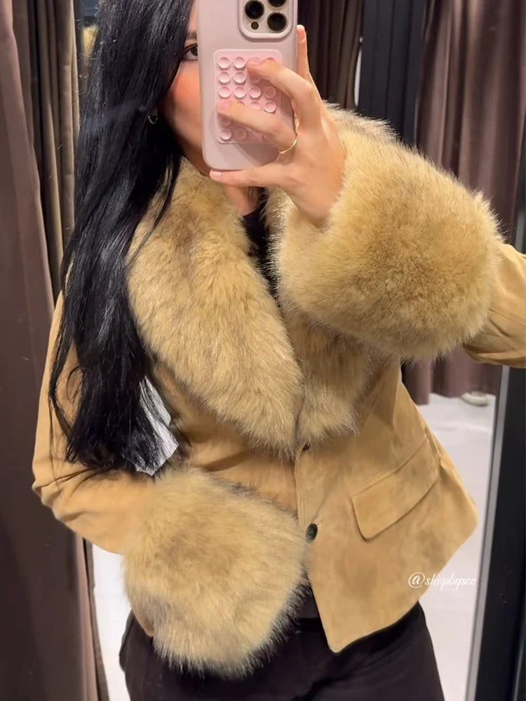 Faux Fur Collar Coat