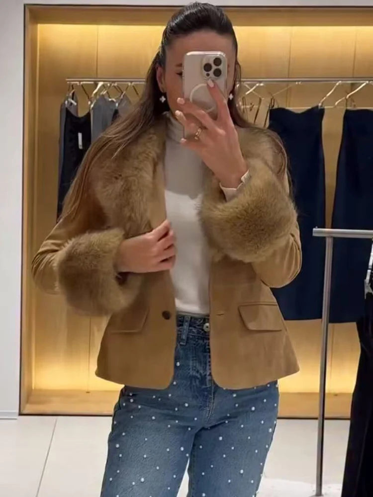 Faux Fur Collar Coat