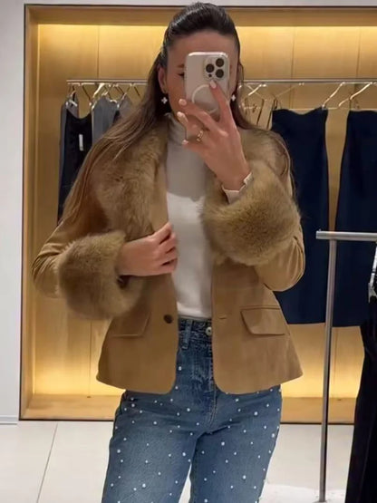 Faux Fur Collar Coat