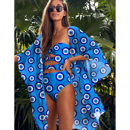 Leaves Print Swimsuit Beach Cover Up Tunics - Cover Peace